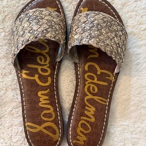 NEW Sam Edelman Woven Slide Sandals | Style “Geraldine” in Wheat | Sz 9